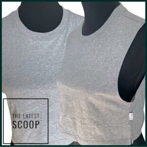 NWT The Base Grey Sleeveless Crop Cotton T-Shirt Top (XS)